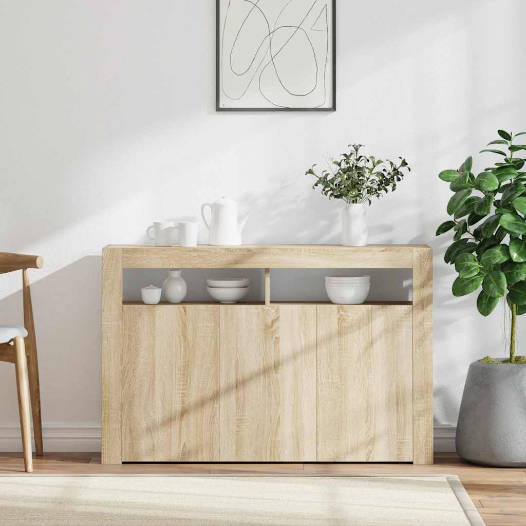 Sideboard mit LED-Leuchten Sonoma-Eiche 115,5x30x75 cm