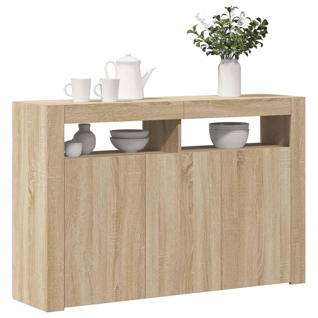 Sideboard mit LED-Leuchten Sonoma-Eiche 115,5x30x75 cm