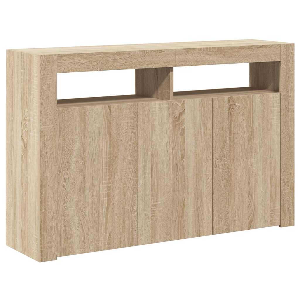 Sideboard mit LED-Leuchten Sonoma-Eiche 115,5x30x75 cm