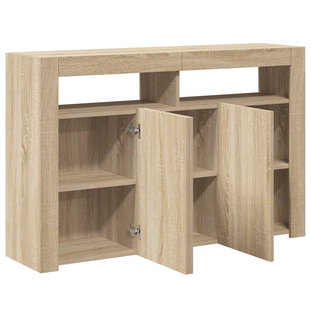 Sideboard mit LED-Leuchten Sonoma-Eiche 115,5x30x75 cm
