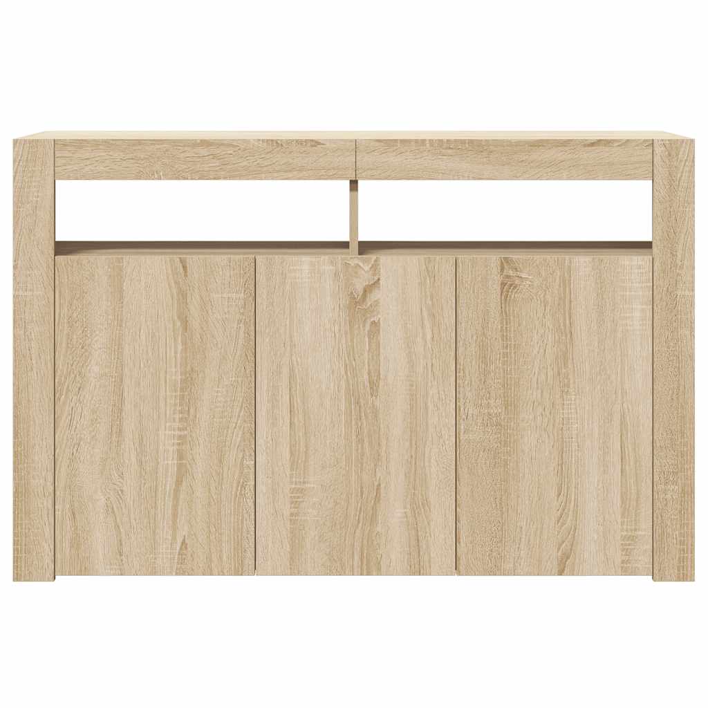 Sideboard mit LED-Leuchten Sonoma-Eiche 115,5x30x75 cm