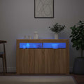 Sideboard mit LED-Leuchten Sonoma-Eiche 115,5x30x75 cm