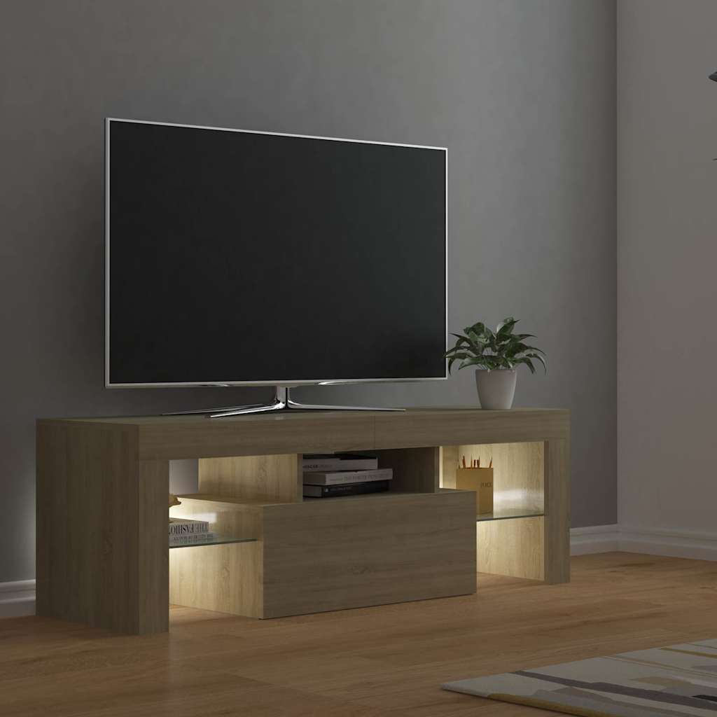 TV-Schrank mit LED-Leuchten Sonoma-Eiche 120x35x40 cm