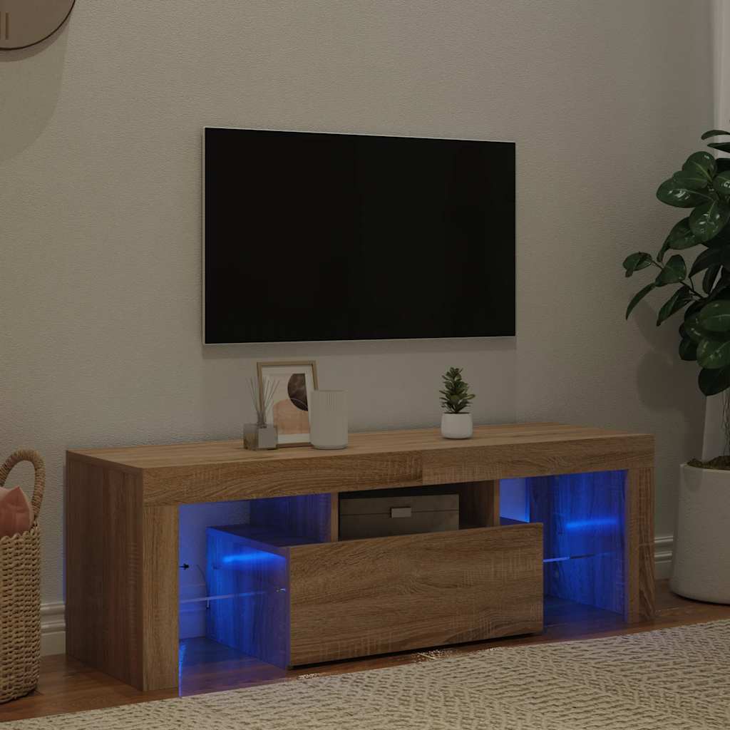 TV-Schrank mit LED-Leuchten Sonoma-Eiche 120x35x40 cm