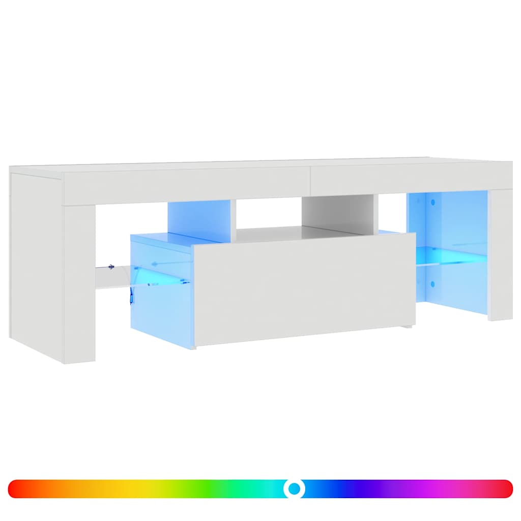 TV-Schrank mit LED-Leuchten Hochglanz-Weiß 120x35x40 cm