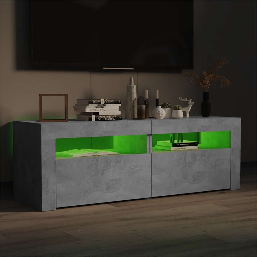 TV-Schrank mit LED-Beleuchtung Betongrau 120x35x40 cm
