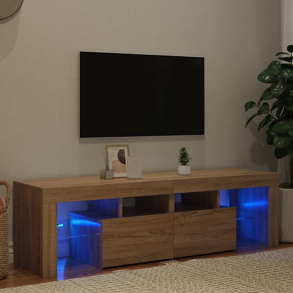 TV-Schrank mit LED-Beleuchtung Sonoma-Eiche 140x36,5x40 cm