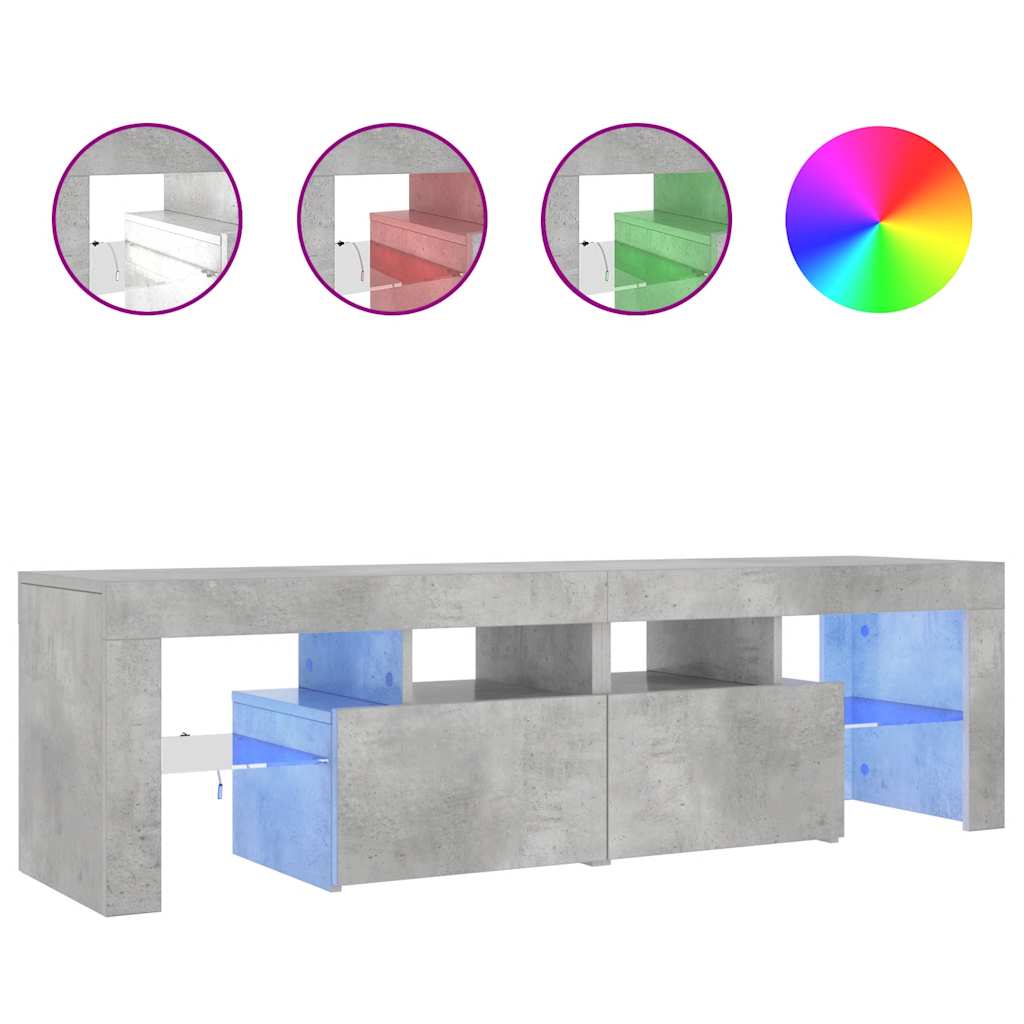 TV-Schrank mit LED-Beleuchtung Betongrau 140x36,5x40 cm