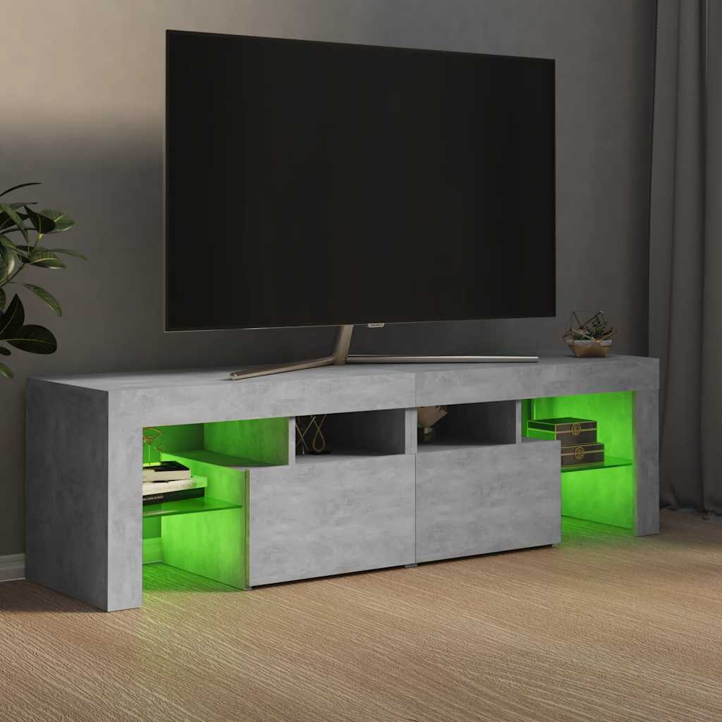 TV-Schrank mit LED-Beleuchtung Betongrau 140x36,5x40 cm