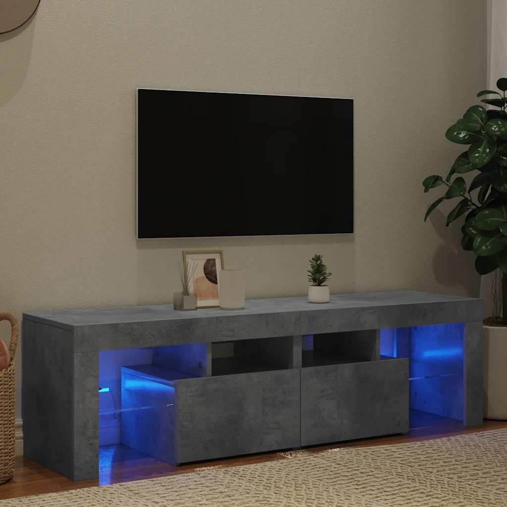 TV-Schrank mit LED-Beleuchtung Betongrau 140x36,5x40 cm