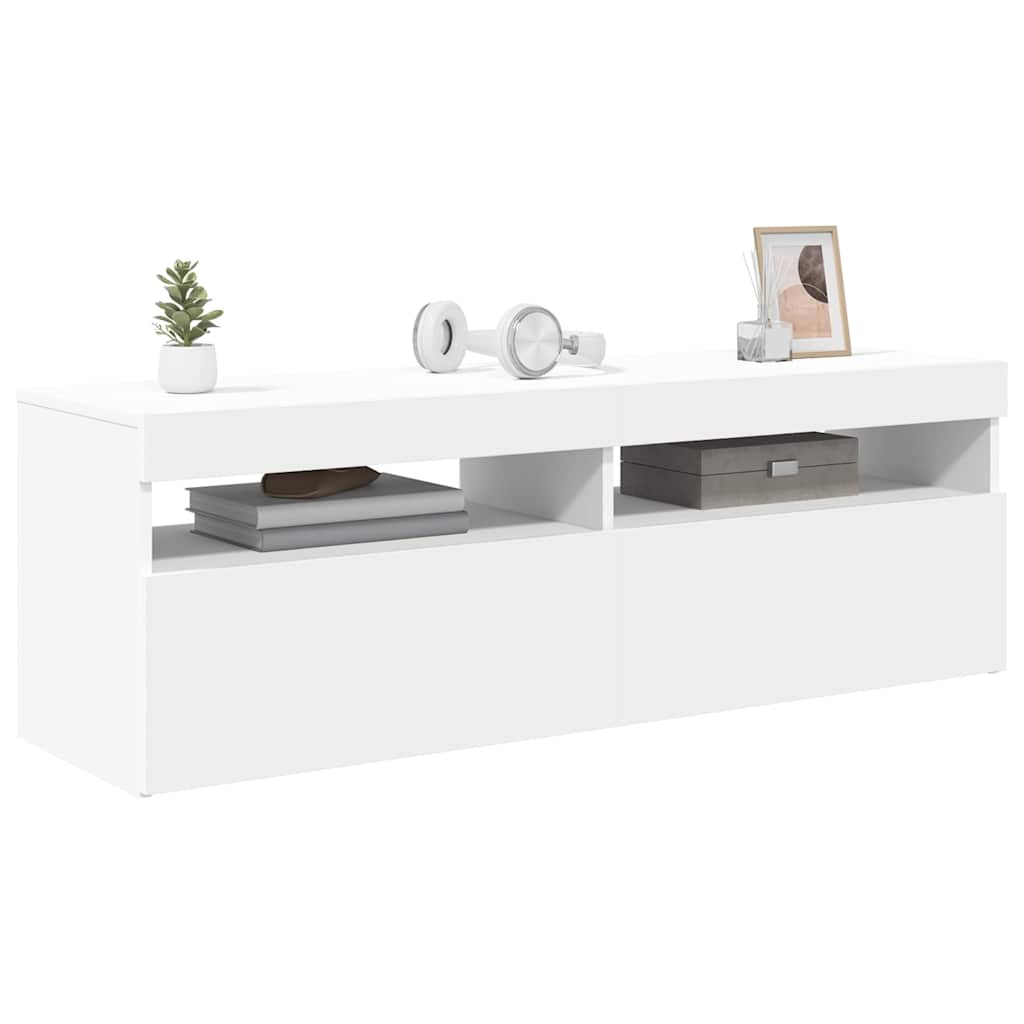 TV-Schrank mit LED-Leuchten Weiß 120x35x40 cm