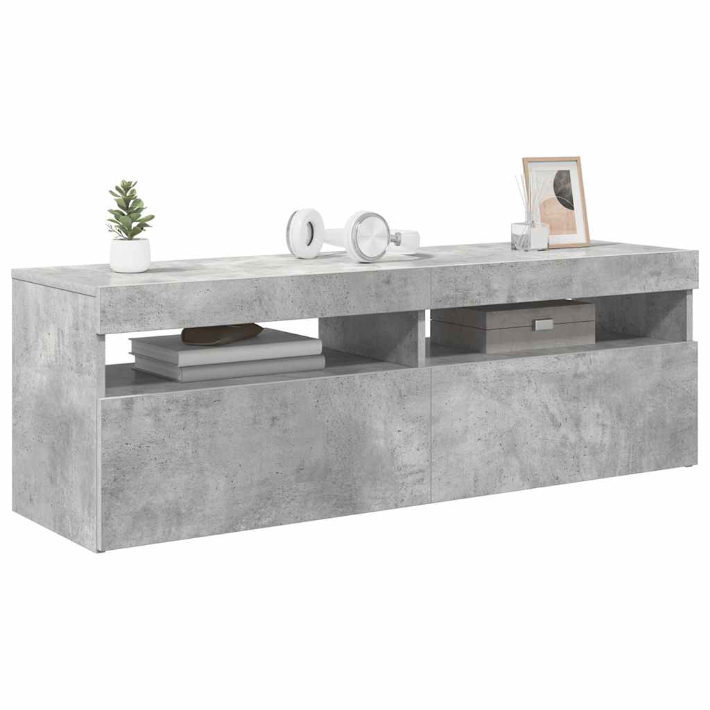 TV-Schrank mit LED-Beleuchtung Betongrau 120x35x40 cm