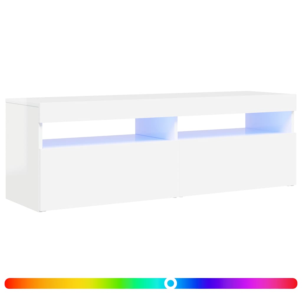 TV-Schrank mit LED-Leuchten Hochglanz-Weiß 120x35x40 cm