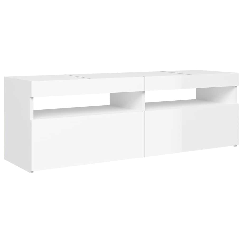 TV-Schrank mit LED-Leuchten Hochglanz-Weiß 120x35x40 cm