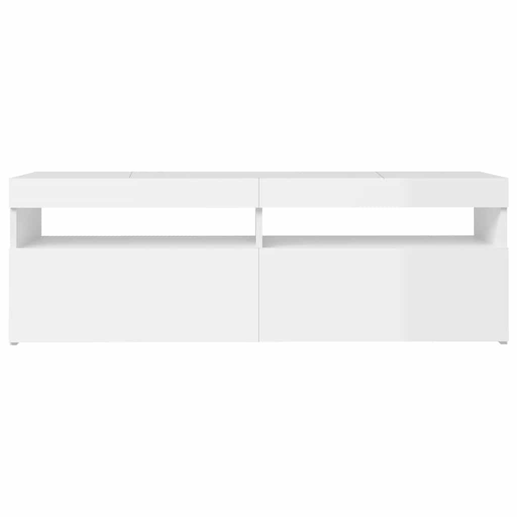 TV-Schrank mit LED-Leuchten Hochglanz-Weiß 120x35x40 cm