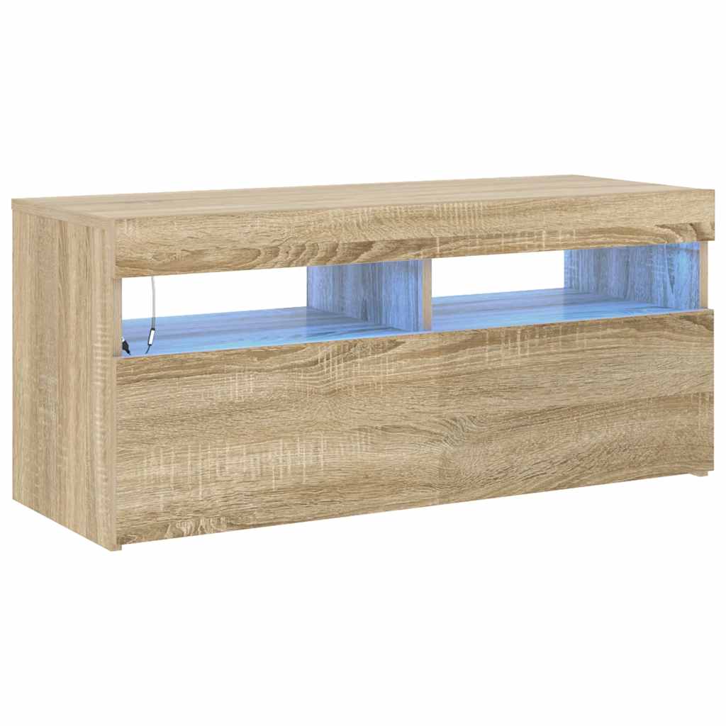 TV-Schrank mit LED-Leuchten Sonoma-Eiche 90x35x40 cm