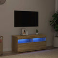 TV-Schrank mit LED-Leuchten Sonoma-Eiche 90x35x40 cm