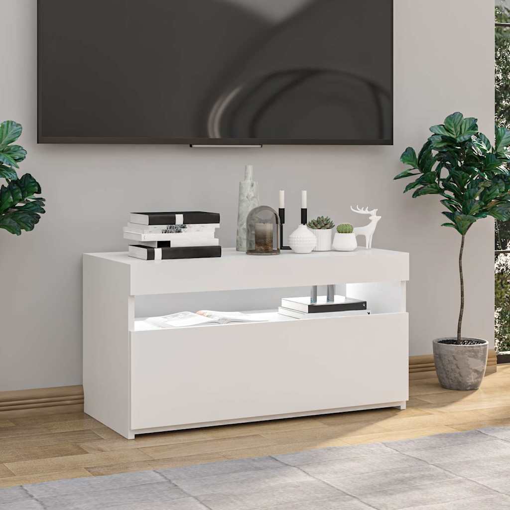 TV-Schrank mit LED-Leuchten Weiß 75x35x40 cm