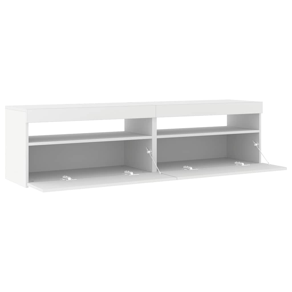 TV-Schränke 2 Stk. mit LED-Leuchten Weiß 75x35x40 cm