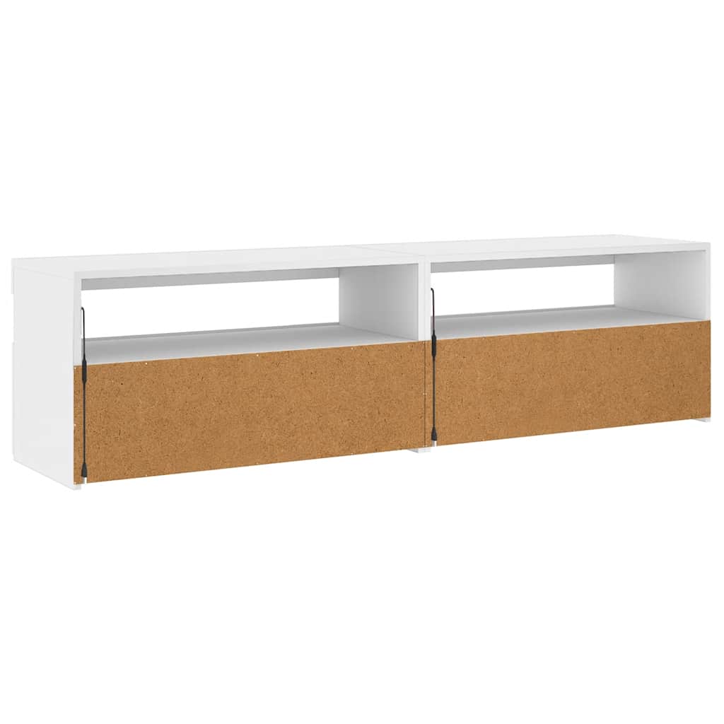 TV-Schränke 2 Stk. mit LED-Leuchten Weiß 75x35x40 cm