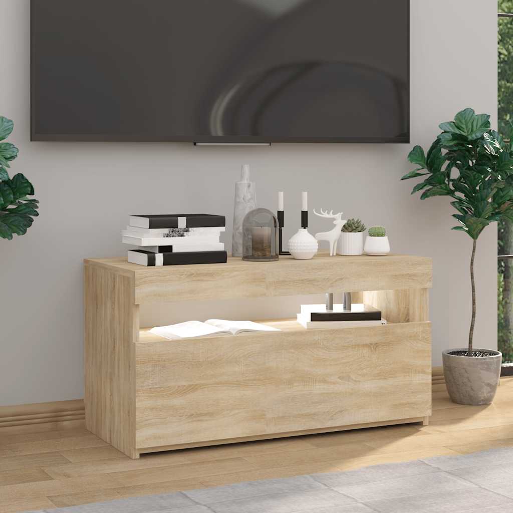 TV-Schrank mit LED-Leuchten Sonoma-Eiche 75x35x40 cm