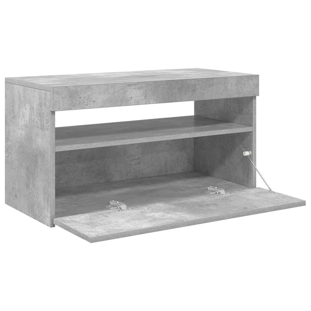 TV-Schrank mit LED-Leuchten Betongrau 75x35x40 cm