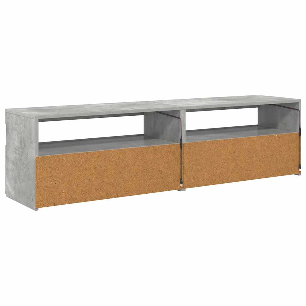 TV-Schränke 2 Stk. mit LED-Leuchten Betongrau 75x35x40 cm