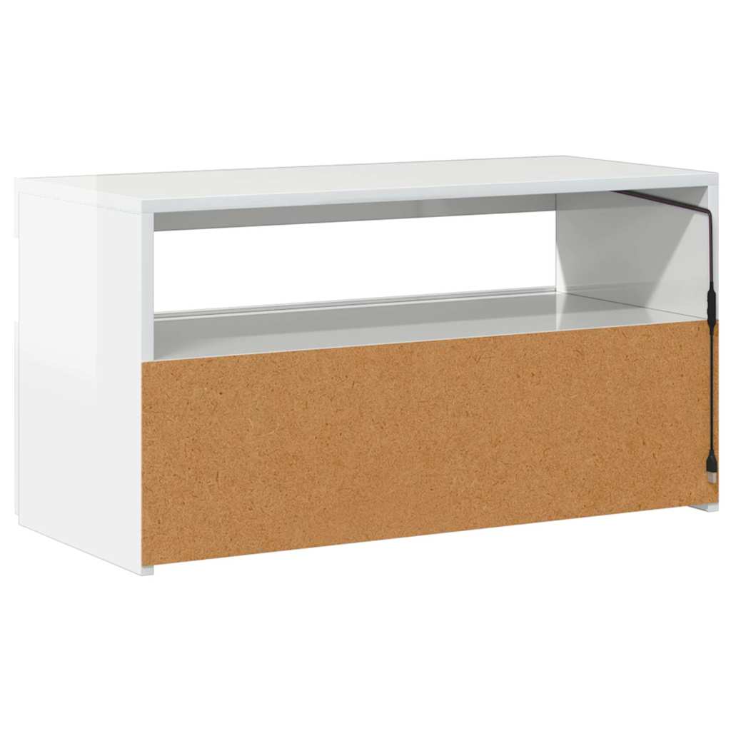TV-Schrank mit LED-Leuchten Hochglanz-Weiß 75x35x40 cm
