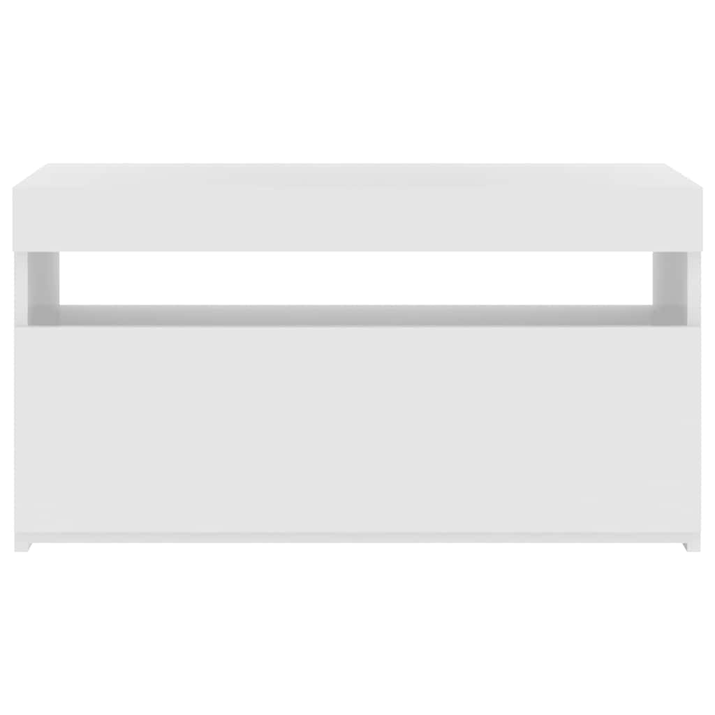 TV-Schrank mit LED-Leuchten Hochglanz-Weiß 75x35x40 cm
