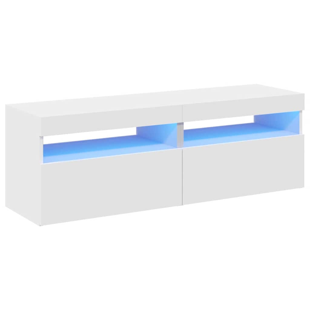 TV-Schränke mit LED-Leuchten 2 Stk. Weiß 60x35x40cm