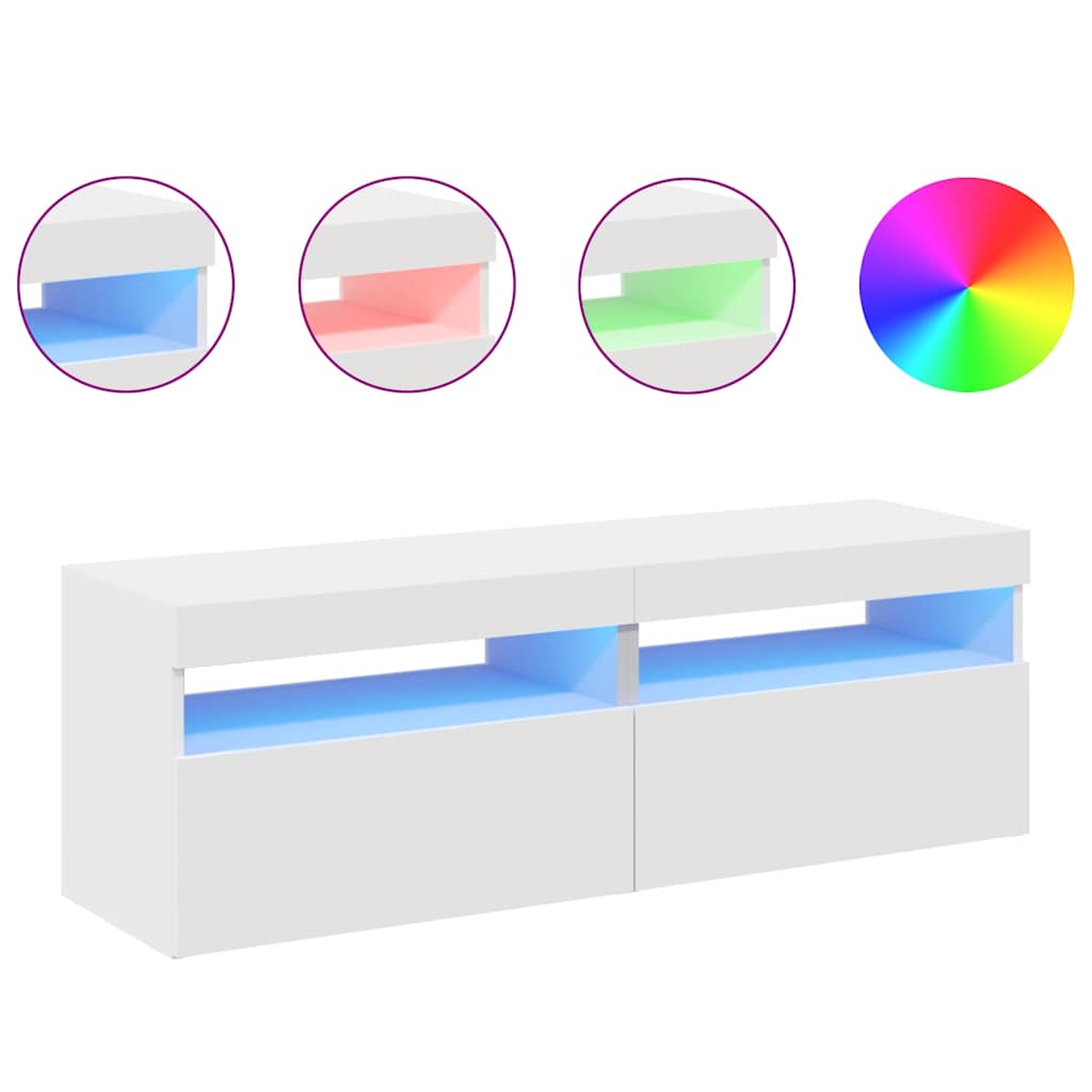 TV-Schränke mit LED-Leuchten 2 Stk. Weiß 60x35x40cm