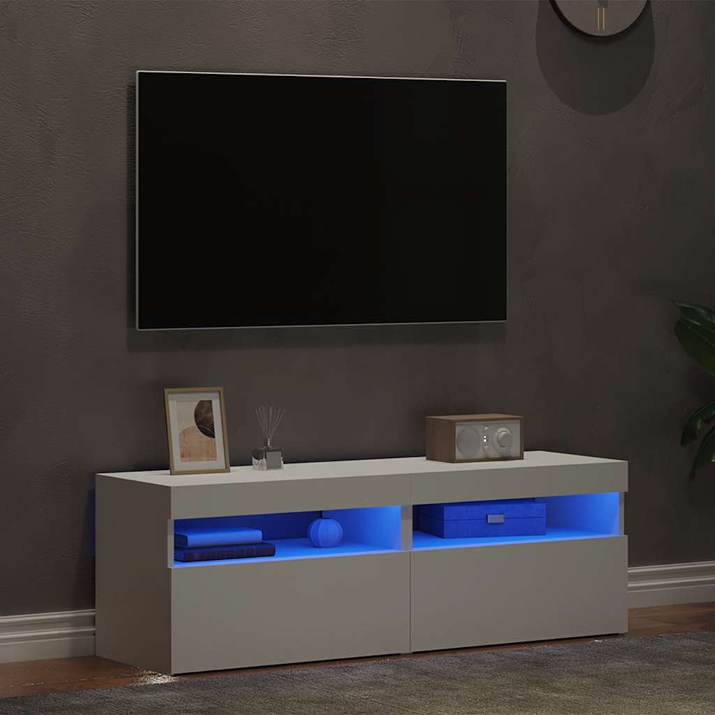 TV-Schränke mit LED-Leuchten 2 Stk. Weiß 60x35x40cm