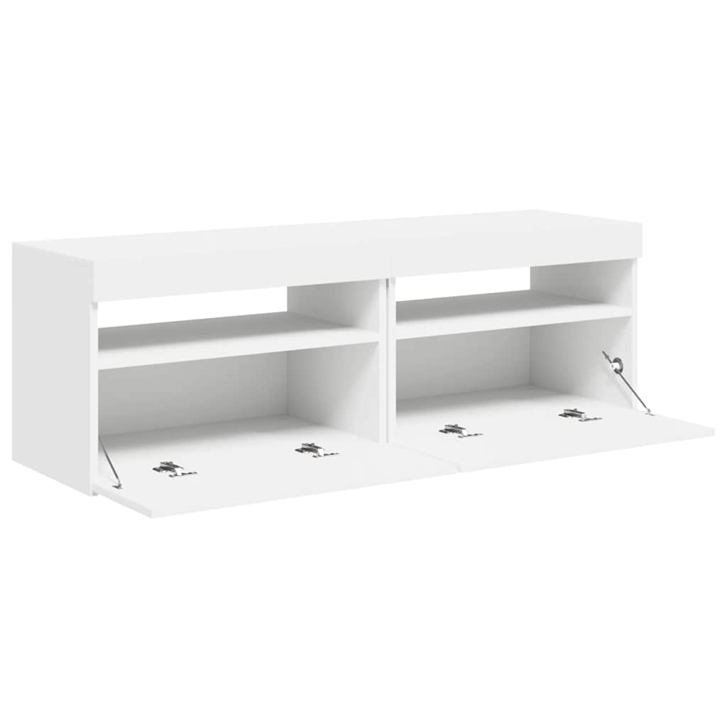 TV-Schränke mit LED-Leuchten 2 Stk. Weiß 60x35x40cm