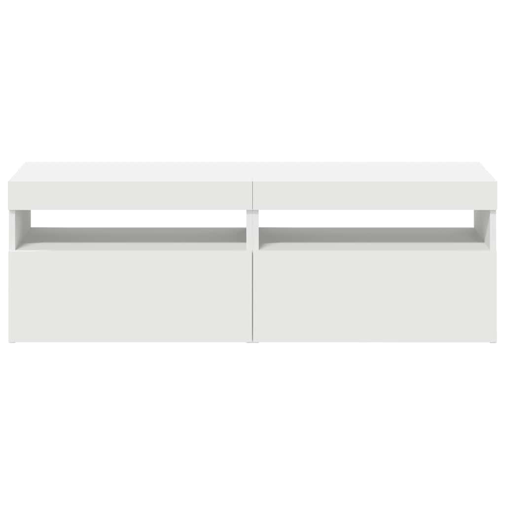 TV-Schränke mit LED-Leuchten 2 Stk. Weiß 60x35x40cm