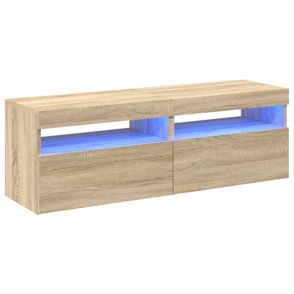 TV-Schränke LED-Leuchten 2 Stk. Sonoma-Eiche 60x35x40 cm