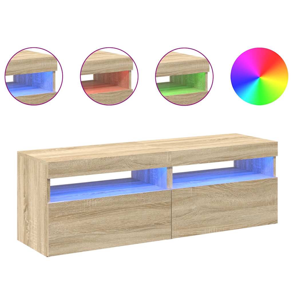 TV-Schränke LED-Leuchten 2 Stk. Sonoma-Eiche 60x35x40 cm