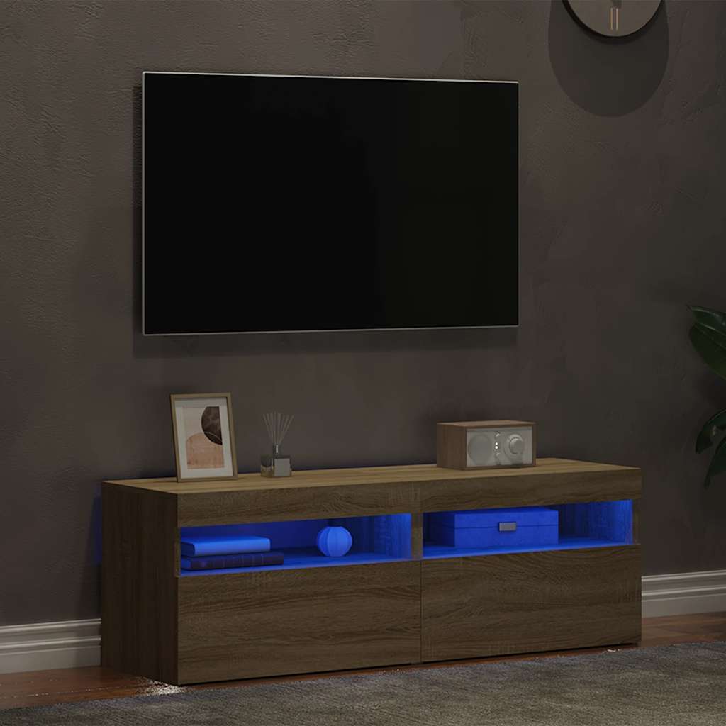 TV-Schränke LED-Leuchten 2 Stk. Sonoma-Eiche 60x35x40 cm