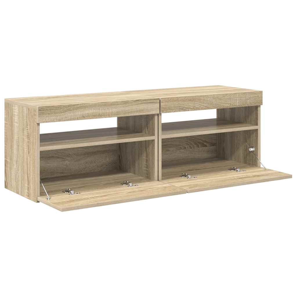 TV-Schränke LED-Leuchten 2 Stk. Sonoma-Eiche 60x35x40 cm