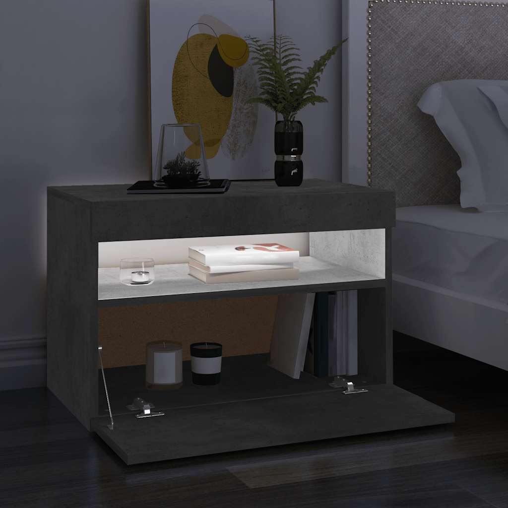 TV-Schrank mit LED-Leuchten Betongrau 60x35x40 cm
