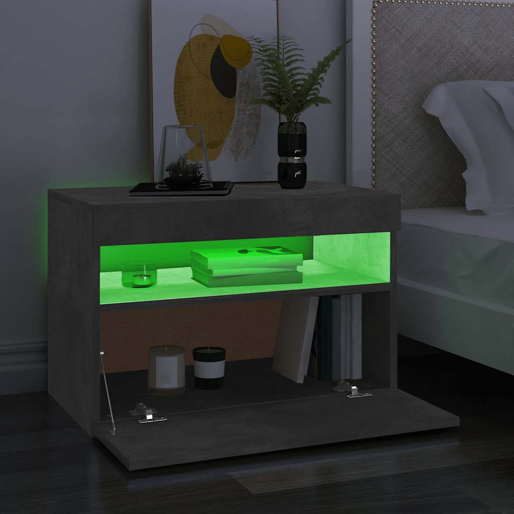TV-Schrank mit LED-Leuchten Betongrau 60x35x40 cm