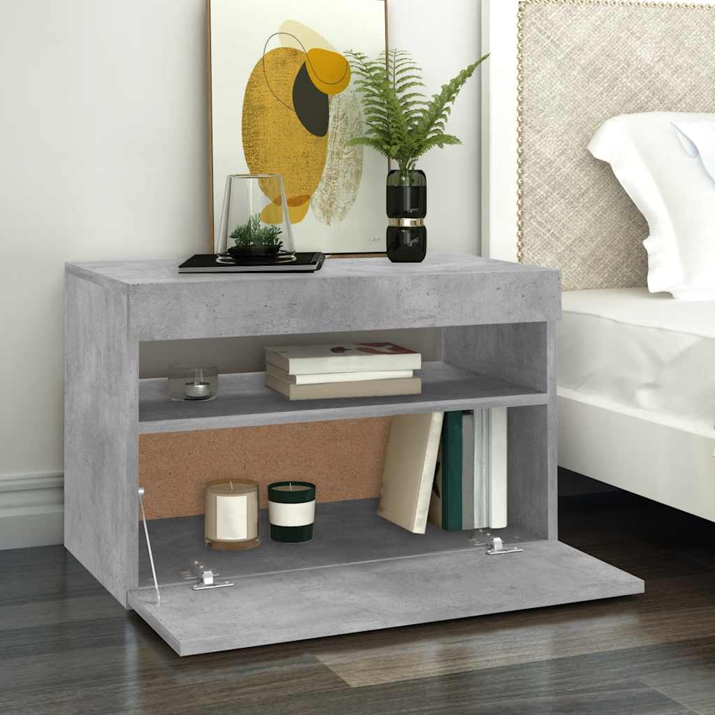 TV-Schrank mit LED-Leuchten Betongrau 60x35x40 cm