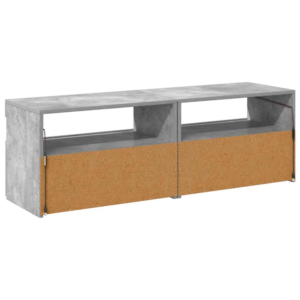 TV-Schränke LED-Leuchten 2 Stk. Betongrau 60x35x40 cm