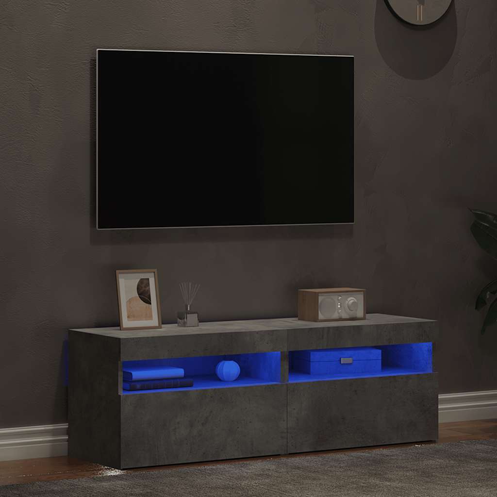 TV-Schränke LED-Leuchten 2 Stk. Betongrau 60x35x40 cm