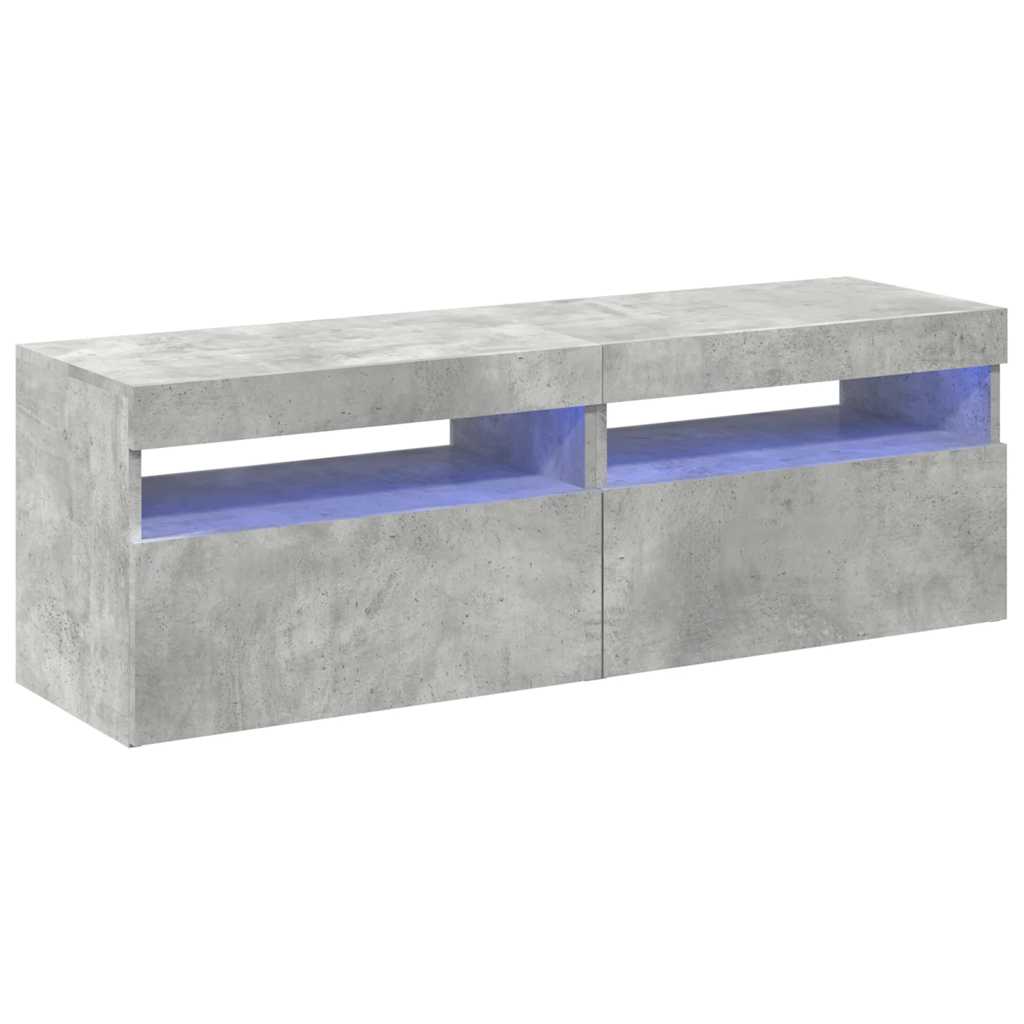 TV-Schränke LED-Leuchten 2 Stk. Betongrau 60x35x40 cm