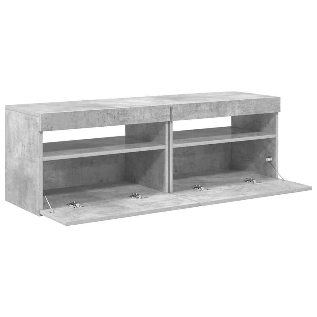 TV-Schränke LED-Leuchten 2 Stk. Betongrau 60x35x40 cm