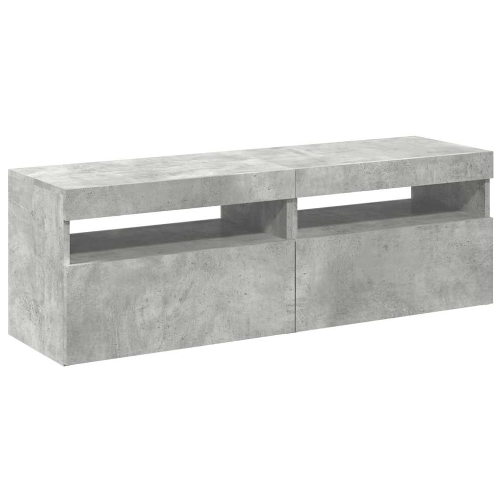 TV-Schränke LED-Leuchten 2 Stk. Betongrau 60x35x40 cm