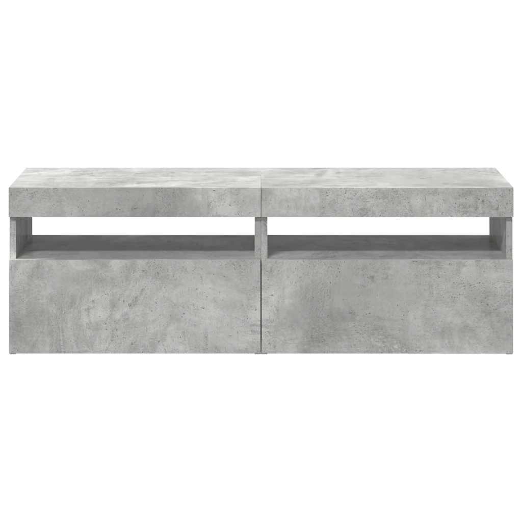TV-Schränke LED-Leuchten 2 Stk. Betongrau 60x35x40 cm