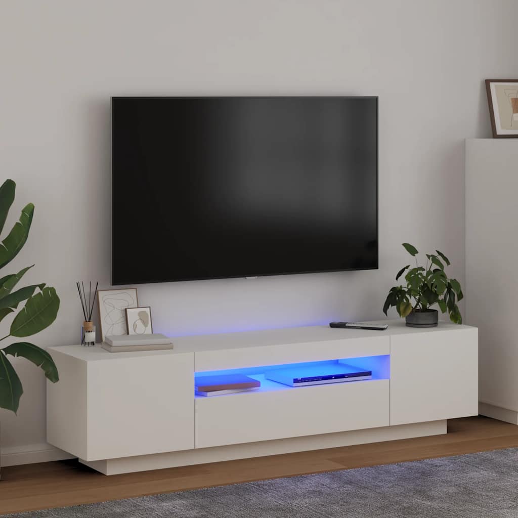 TV-Schrank mit LED-Leuchten Weiß 160x35x40 cm