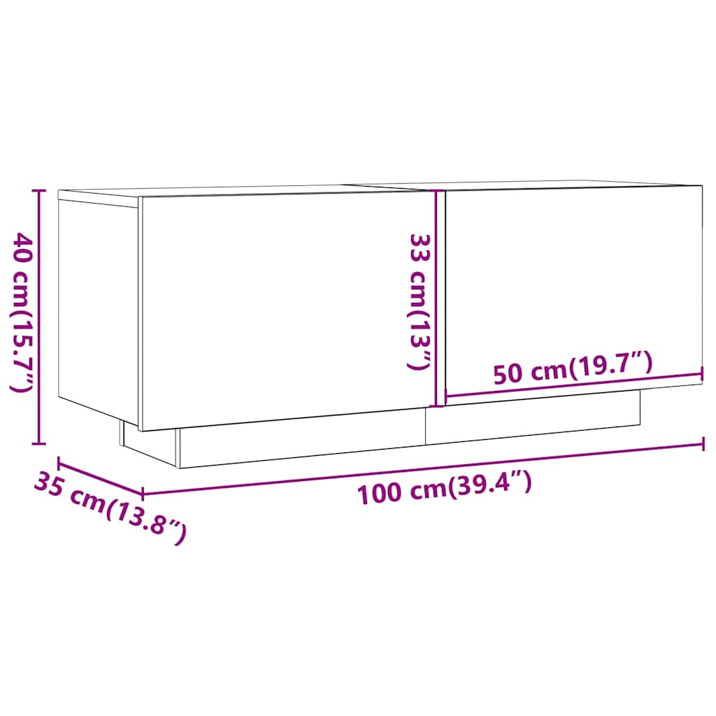TV-Schrank Schwarz 100x35x40 cm Holzwerkstoff