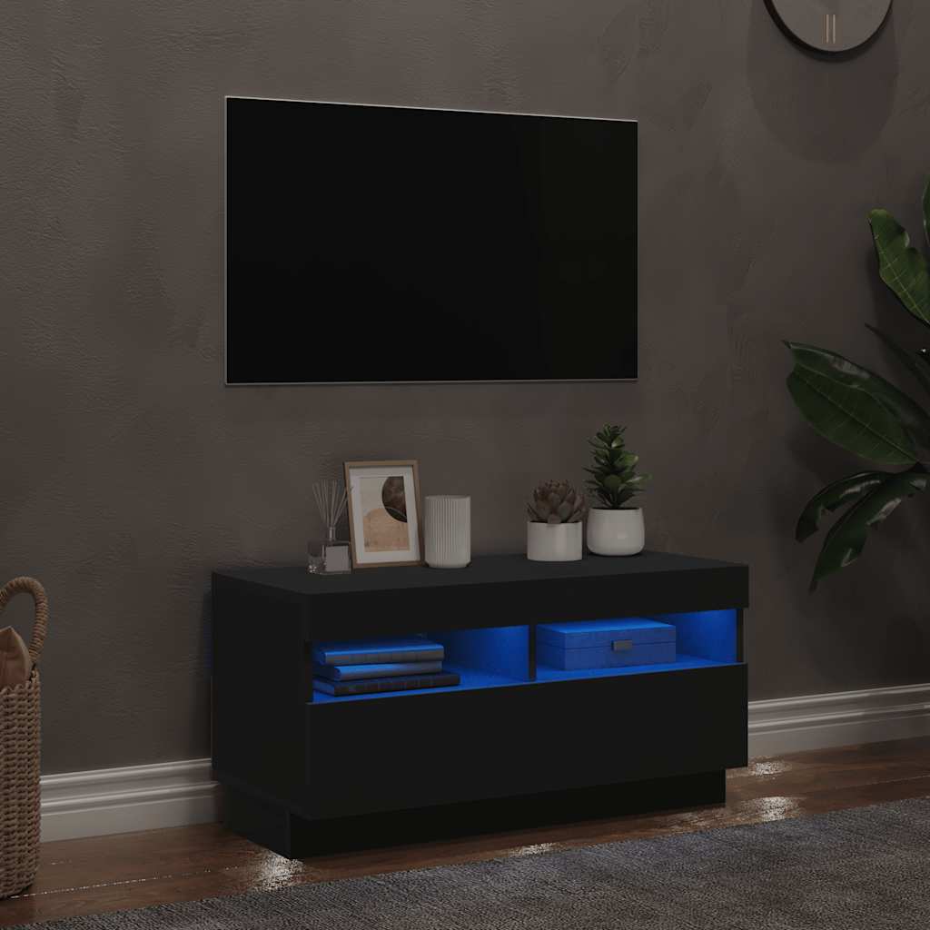 TV-Schrank mit LED-Leuchten Schwarz 80x35x40 cm